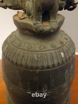 Grande Antique Chinese Guardian Temple Dragon Bell 12 Pouces