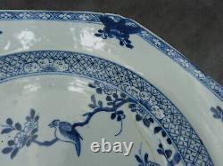 Grande Antiquité Chinese Porcelaine Chargeur Plate Bleue Et White Qing Dynasty Af