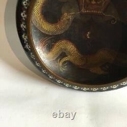 Grande Antiquité Chinoise Cloisonne Bowl On Stand. C 1900 Wlde Bol Peu Profond