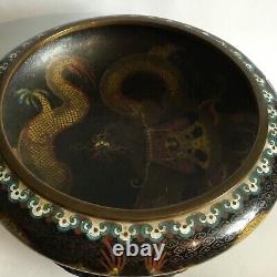 Grande Antiquité Chinoise Cloisonne Bowl On Stand. C 1900 Wlde Bol Peu Profond