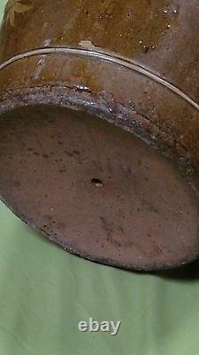 Grande Antiquité Début 19c Dragons Chinois & Gooses Pottery Jar / Vase Glacé