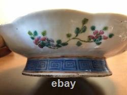 Grande Authentique 19ème C. Antique Porcelaine Chinoise Famille Rose Bowl Qing Dynasty