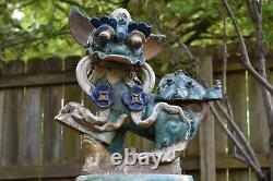 Grande Céramique Chinoise Antique / Toit Pottery Tile Fu / Foo Dog Lion, 19ème C
