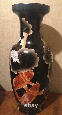 Grande Chaîne Famille Noire Vase Koi Carp Chaîre De Pêche En Black 25 64cm