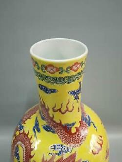 Grande Famille Chinoise Dragons Rose Porcelaine Vases Main Peinture Marques Kangxi