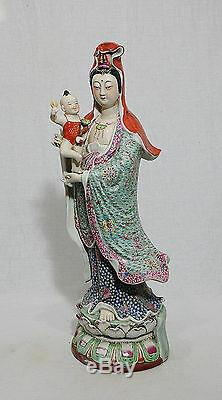 Grande Famille Chinoise Rose Porcelaine Kwan-yin Figure M882