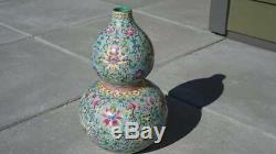 Grande Fin Du 19ème Siècle Daoguang Chinoise Famille Rose Turquoise Vase