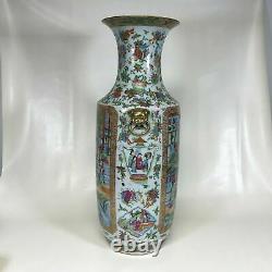 Grande Fine 19ème Siècle Chinese Porcelaine Rose Vase Médaillon