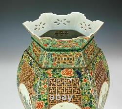 Grande Lanterne Et Stand De Porcelaine Chinoise Antique