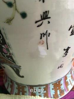 Grande Paire Antique Chinoise Vase Lampes De Table 53cm De Hauteur