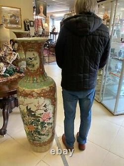 Grande Paire De Vases Chinois Canton, En Bon État, Peint À La Main