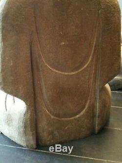 Grande Pierre Sculptée Chinois Bouddha Assis Statue 24 1/4 ' ' Hauteur
