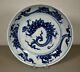 Grande Plaque De Porcelaine Blanche Et Bleue De La Dynastie Qing Chinoise Antique