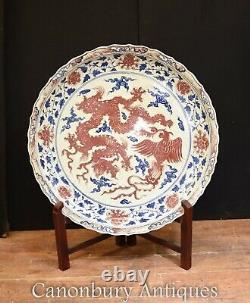 Grande Plaque De Porcelaine Chinoise Ming Potterie Plaque