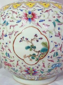 Grande Porcelaine Chinoise Antique Famille Verte Bouteille Vase Canards Jaune 18 1/2