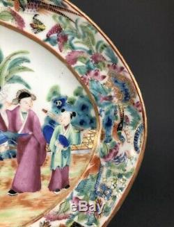 Grande Rose Export Chinois Mandarin Chargeur Platter 19thc Parfait 11 5/8