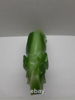 Grande Statue D'éléphant Vert Jade Vintage