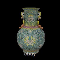 Grande Vase Globulaire Chinois Antique Qing Famille Rose Porcelaine Asiatique