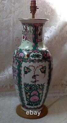 Grande lampe de table / de canapé en vase chinois ancien chinoiserie, peinte à la main, H. 53cm