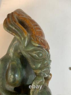 Grande statue chinoise antique en jade HeTian de HongShan de 8,3 pouces