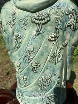 Grande statue de Bouddha en poterie de style chinois des années 1970 - Décoration de Bouddha riant et dodu