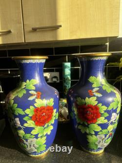 Grandes paires de vases en cloisonné chinois 40 cm