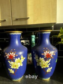 Grandes paires de vases en cloisonné chinois 40 cm