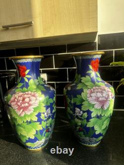 Grandes paires de vases en cloisonné chinois 40 cm