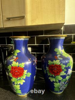 Grandes paires de vases en cloisonné chinois 40 cm