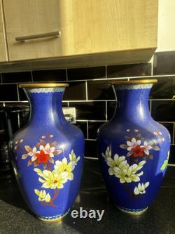 Grandes paires de vases en cloisonné chinois 40 cm