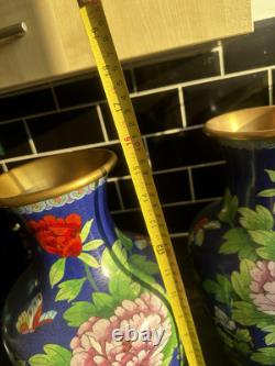 Grandes paires de vases en cloisonné chinois 40 cm
