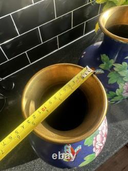 Grandes paires de vases en cloisonné chinois 40 cm