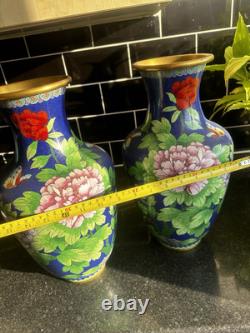 Grandes paires de vases en cloisonné chinois 40 cm