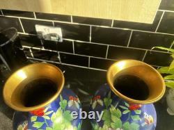 Grandes paires de vases en cloisonné chinois 40 cm
