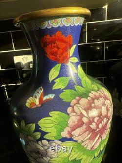 Grandes paires de vases en cloisonné chinois 40 cm