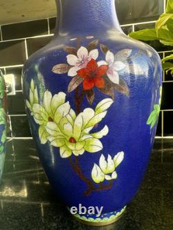 Grandes paires de vases en cloisonné chinois 40 cm