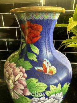 Grandes paires de vases en cloisonné chinois 40 cm