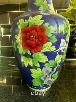 Grandes paires de vases en cloisonné chinois 40 cm