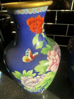 Grandes paires de vases en cloisonné chinois 40 cm
