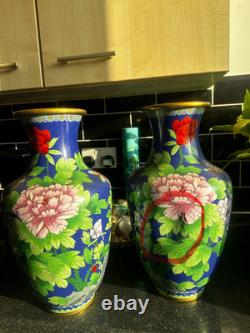 Grandes paires de vases en cloisonné chinois 40 cm
