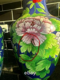 Grandes paires de vases en cloisonné chinois 40 cm