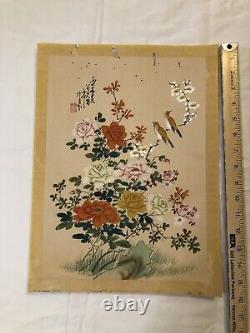 Grandes peintures antiques chinoises d'oiseaux et de fleurs