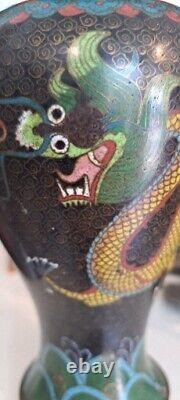 Grands vases de dragon chinois en cloisonné, début du 20ème siècle