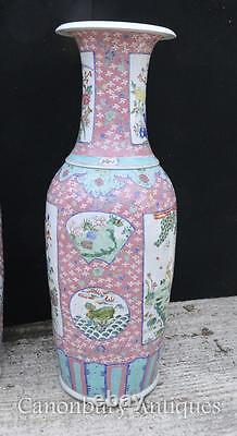 Grands vases en porcelaine chinoise assortis Paire d'urnes de Chine Qianlong en céramique
