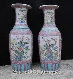 Grands vases en porcelaine chinoise assortis Paire d'urnes de Chine Qianlong en céramique