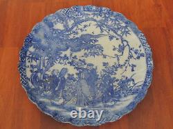 Incroyable Grande Assiette en Porcelaine Chinoise Ancienne Bleue et Blanche