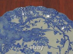 Incroyable Grande Assiette en Porcelaine Chinoise Ancienne Bleue et Blanche