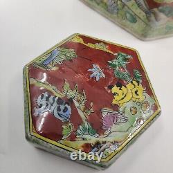 Jarre en porcelaine chinoise antique de la dynastie Qing avec couvercle