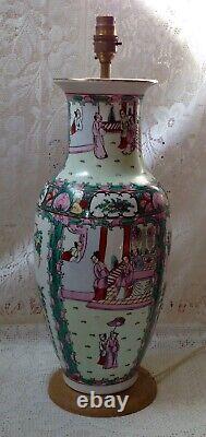 Lampe de table / canapé avec grand vase chinois ancien en chinoiserie, peint à la main, H. 53cm