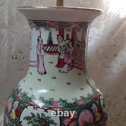 Lampe de table / canapé avec grand vase chinois ancien en chinoiserie, peint à la main, H. 53cm
